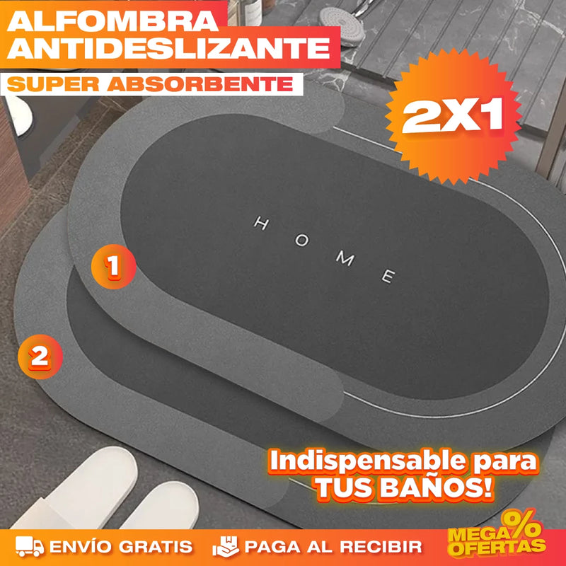 PROMO 2X1 ALFOMBRA DE BAÑO ANTIDESLIZANTE SÚPER ABSORBENTE