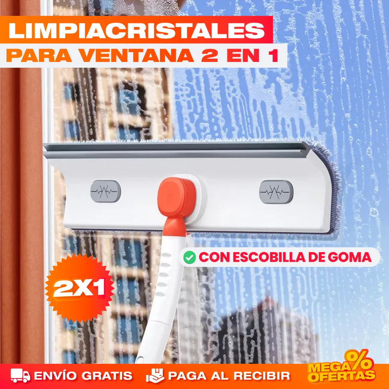 PROMO 2X1 LIMPIACRISTALES CON ESCOBILLA DE GOMA PARA VENTANAS 2 EN 1