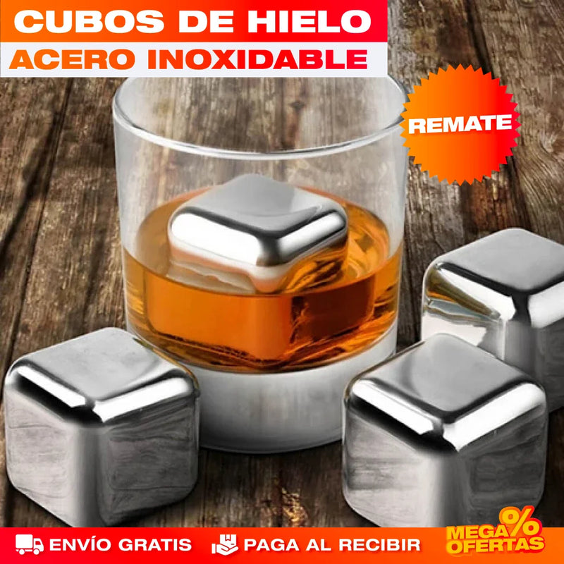 SET DE 6 CUBOS DE HIELO ACERO INOXIDABLE