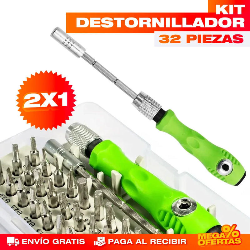 PROMO 2X1 KIT DESTORNILLADOR 32 PIEZAS