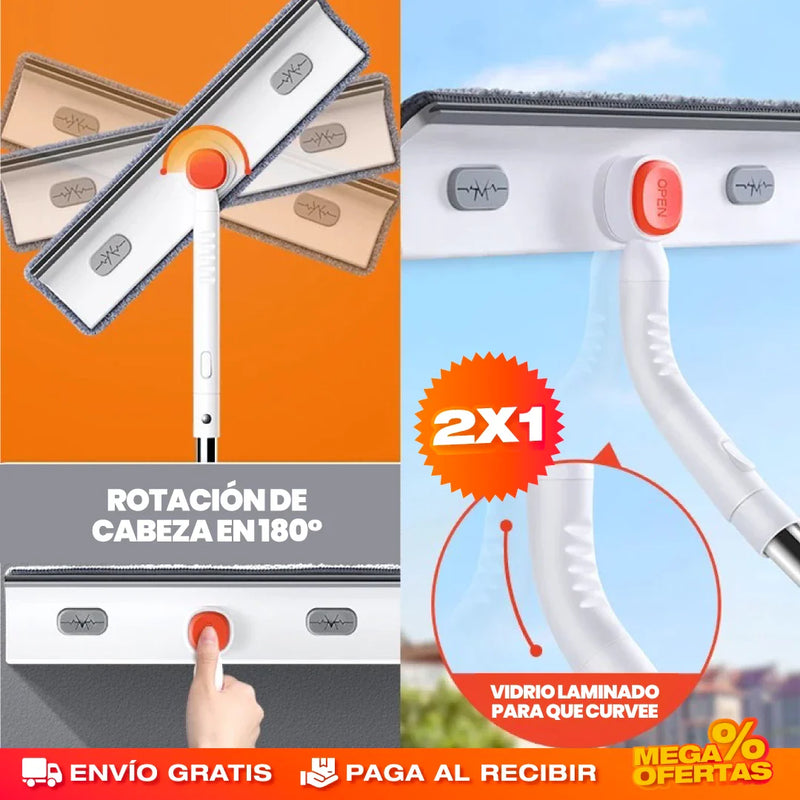 PROMO 2X1 LIMPIACRISTALES CON ESCOBILLA DE GOMA PARA VENTANAS 2 EN 1