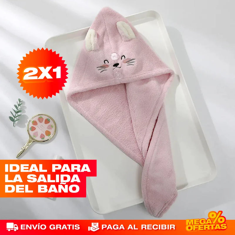 PROMO 2X1 TOALLA GORRO DE SECADO PARA EL CABELLO