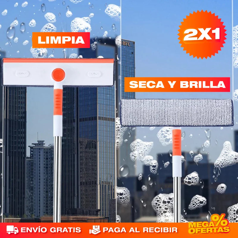 PROMO 2X1 LIMPIACRISTALES CON ESCOBILLA DE GOMA PARA VENTANAS 2 EN 1