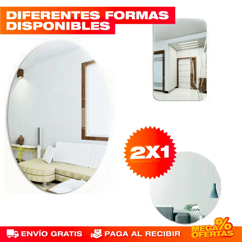 PROMO 2X1 LÁMINA DE ESPEJO ACRÍLICA ADHESIVA