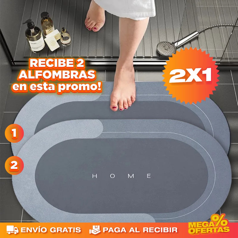 PROMO 2X1 ALFOMBRA DE BAÑO ANTIDESLIZANTE SÚPER ABSORBENTE