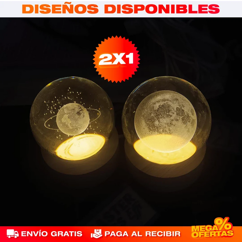 PROMO 2X1 LÁMPARA BOLA DE CRISTAL LED 3D