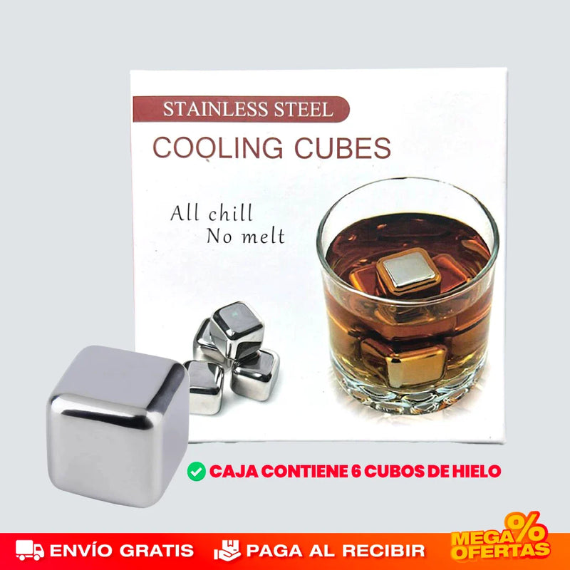 SET DE 6 CUBOS DE HIELO ACERO INOXIDABLE