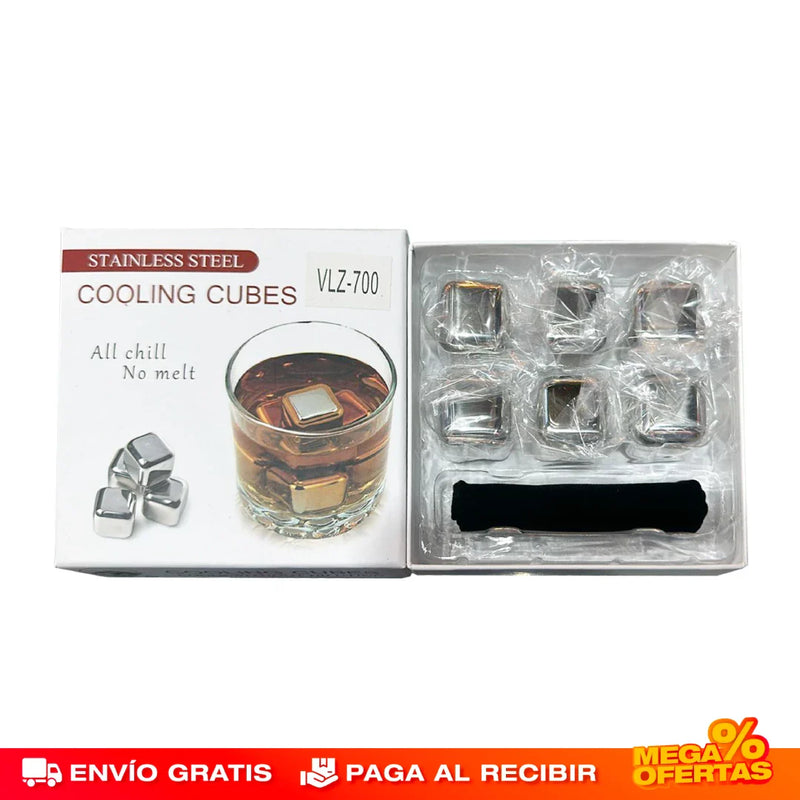 SET DE 6 CUBOS DE HIELO ACERO INOXIDABLE