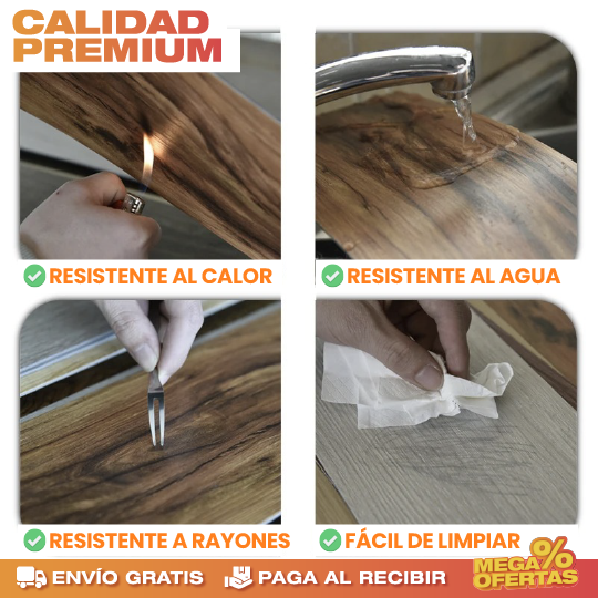 PROMO 3X1 LÁMINA ADHESIVA 3D DE MADERA